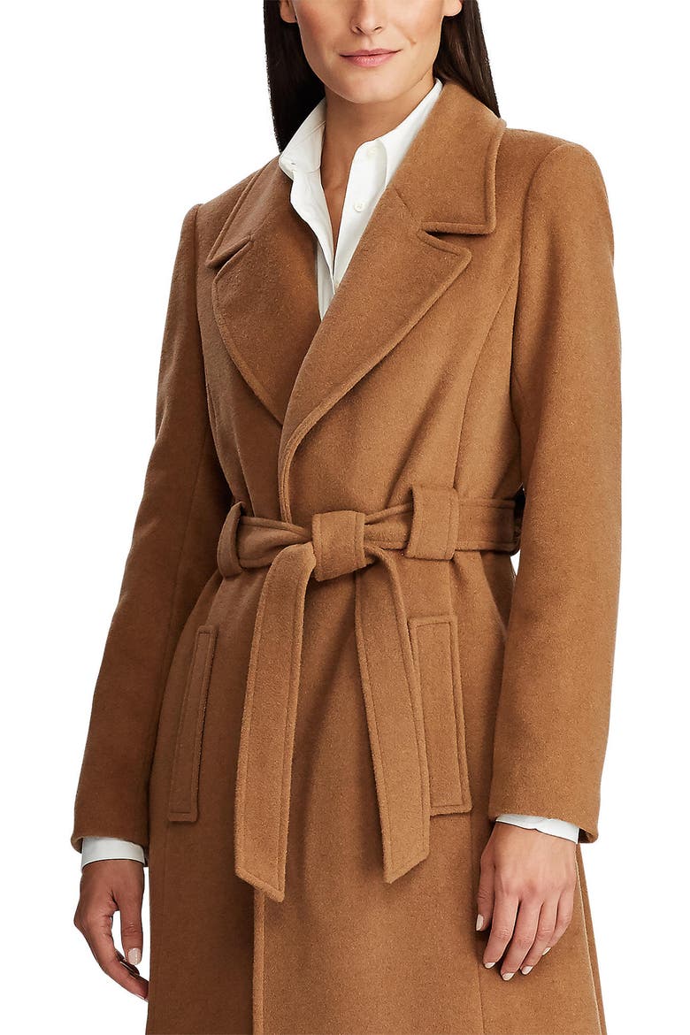 Belted Longline Wool Blend Wrap Coat, Alternate, color, NEW VICUNA