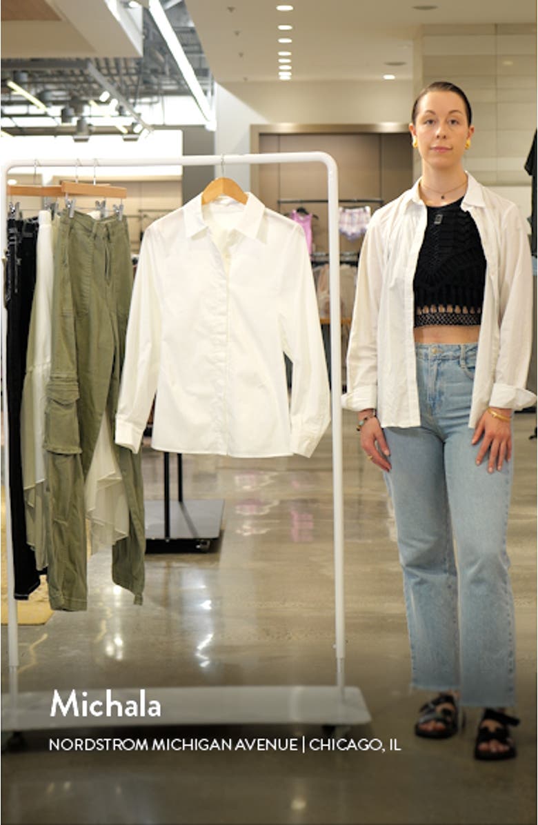 Elastic Back Detail Cotton Blend Button-Up Shirt, sales video thumbnail