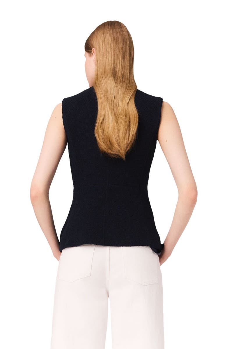 maje Sleeveless tweed jacket, Alternate, color, Navy