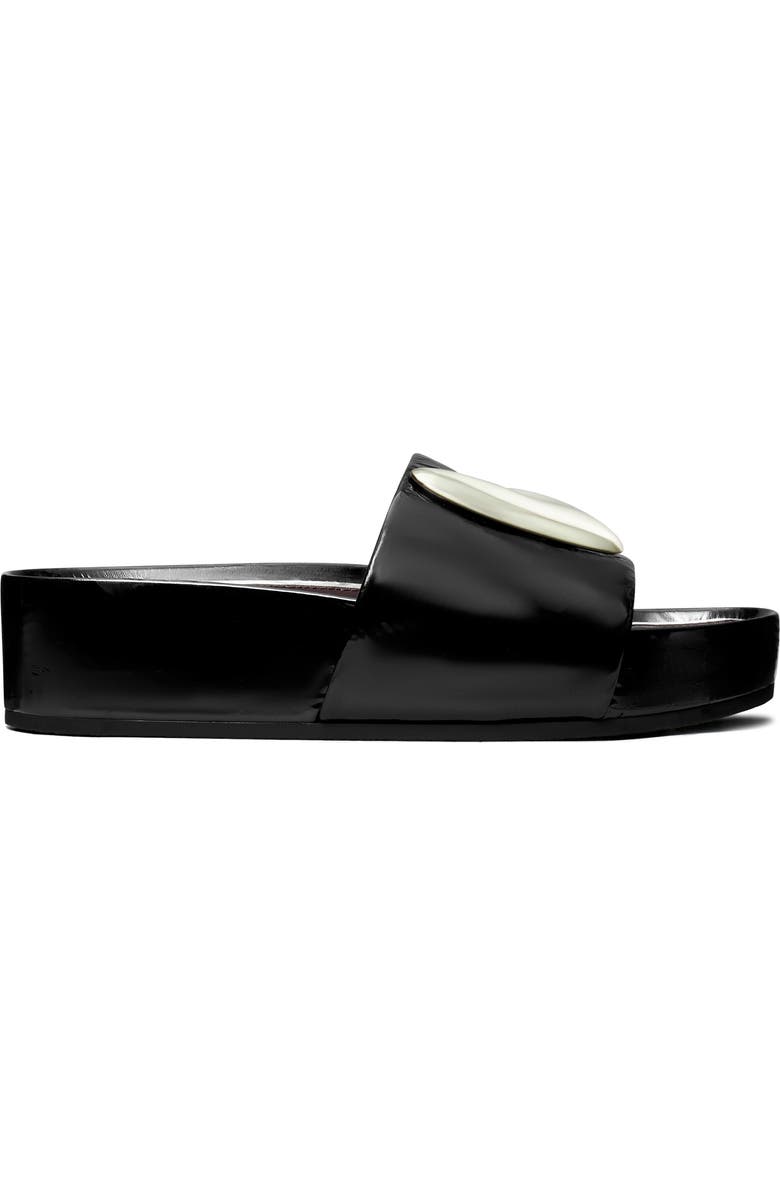 Tory Burch Patos Platform Slide Sandal, Alternate, color, Perfect Black / Silver