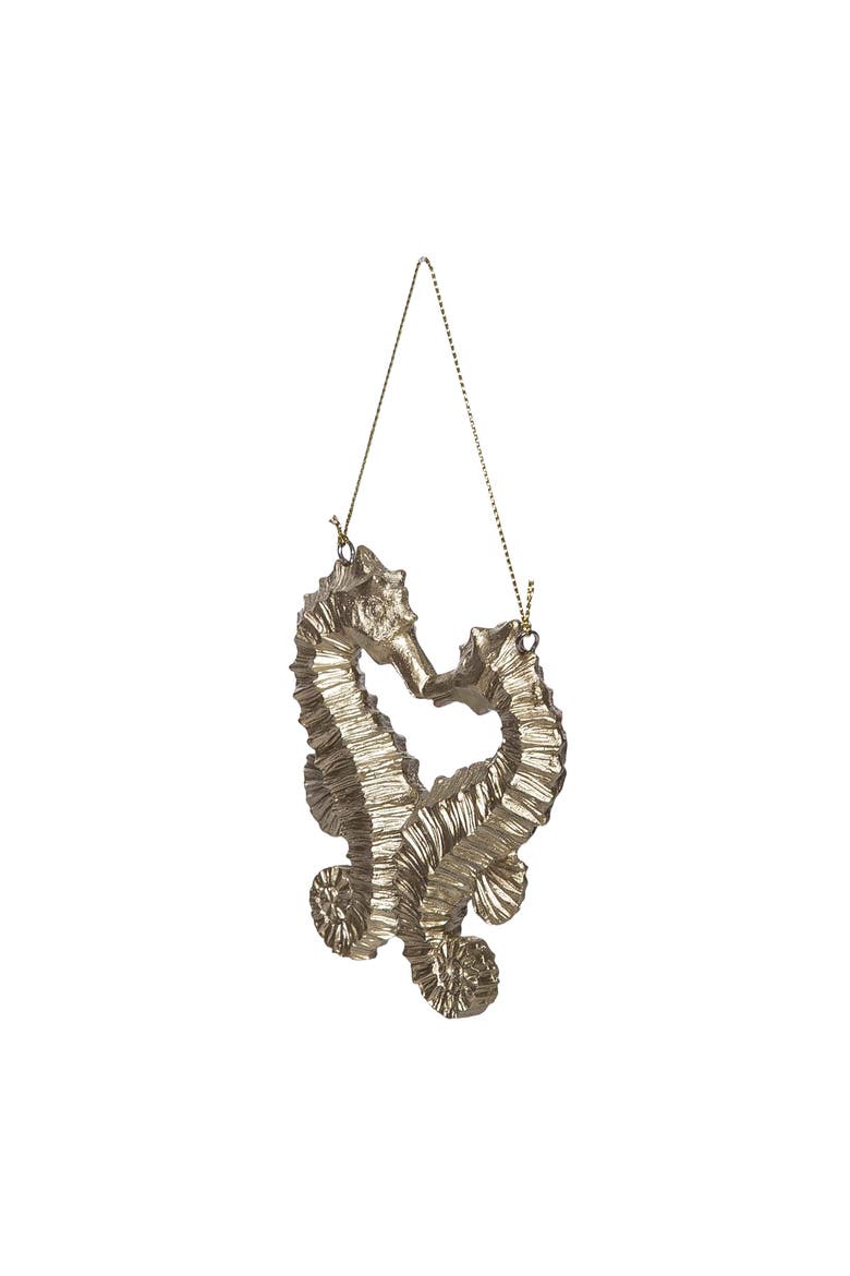 Seahorses Heart Tree Ornament, Alternate, color, Gold