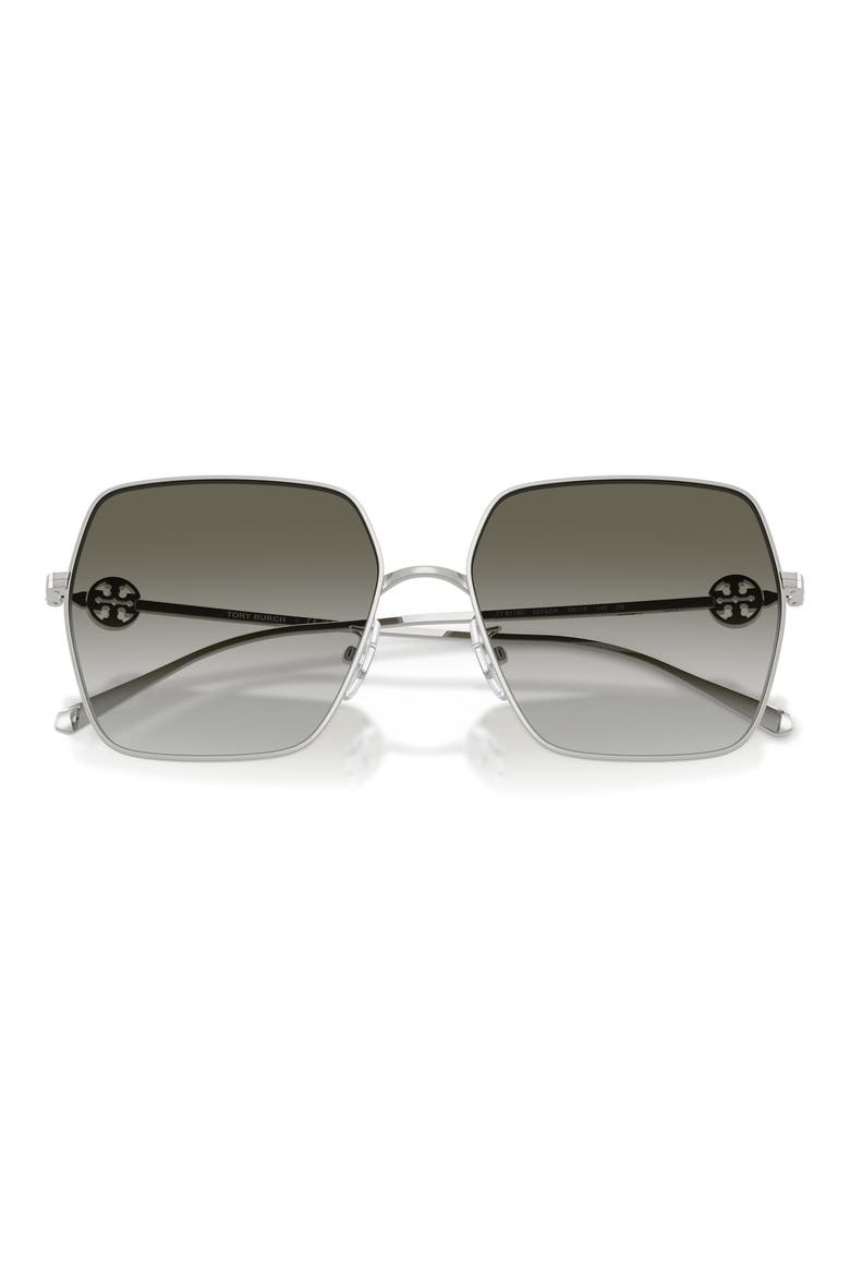 58mm Gradient Square Sunglasses, Alternate, color, SILVER / GREY GREEN GRADIENT
