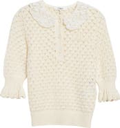 Chloé Pointelle Cotton, Alpaca & Silk Blend Sweater