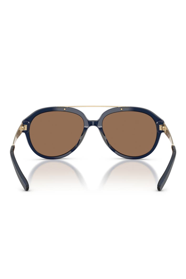 56mm Pilot Sunglasses, Alternate, color, DARK BLUE / DARK BROWN