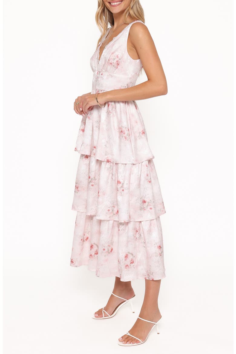 Natasha Sleeveless Tiered Ruffle Maxi Dress, Alternate, color, WHITE PINK FLORAL