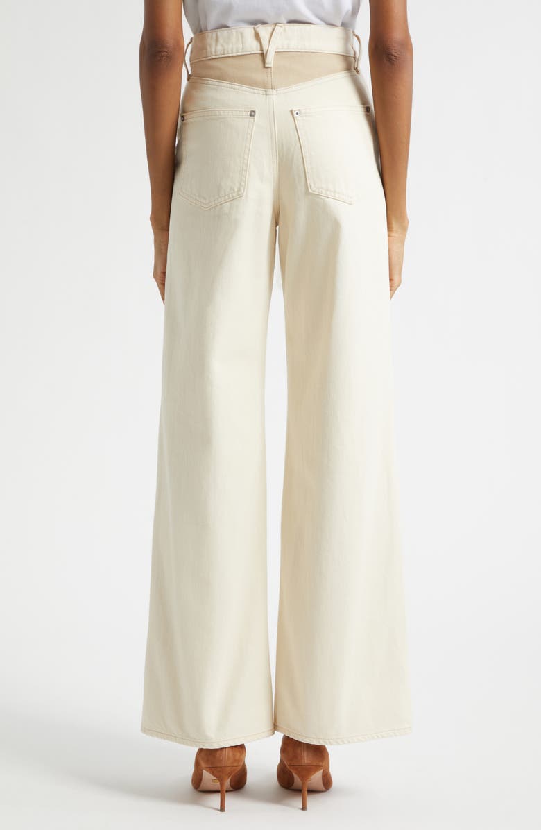 Veronica Beard Taylor High Waist Colorblock Wide Leg Jeans, Alternate, color, Ecru Stone Khaki