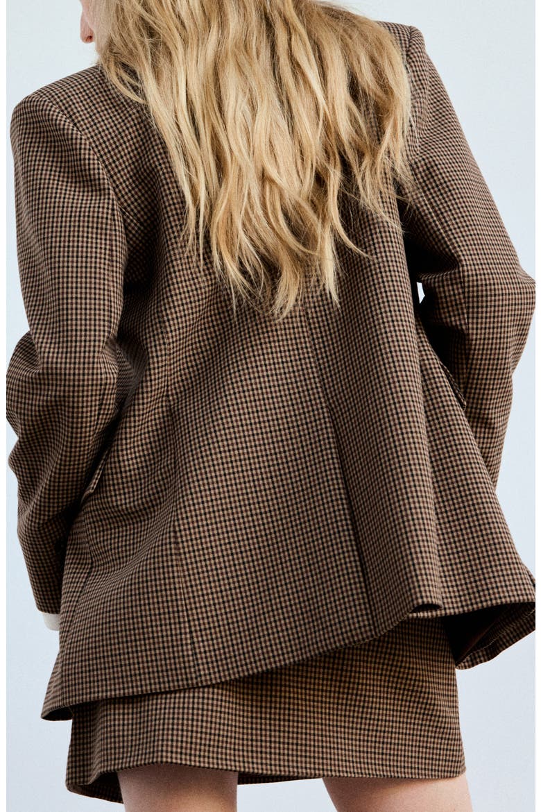 Houndstooth Double Breasted Blazer, Alternate, color, TOBACCO BROWN