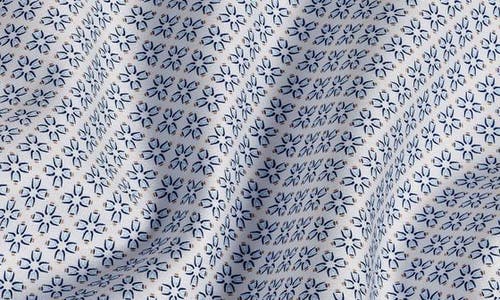 David Donahue Neat Geometric Print Cotton Oxford Cloth Button-up Shirt In White/blue