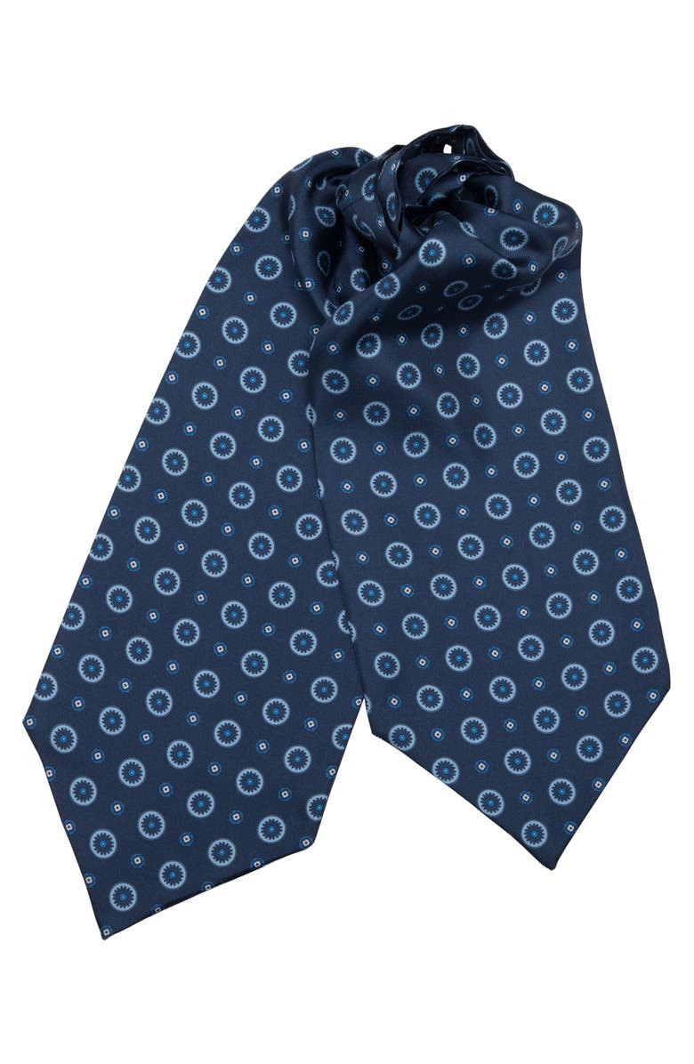 Elizabetta Burano - Silk Ascot Cravat Tie for Men, Main, color, Blue
