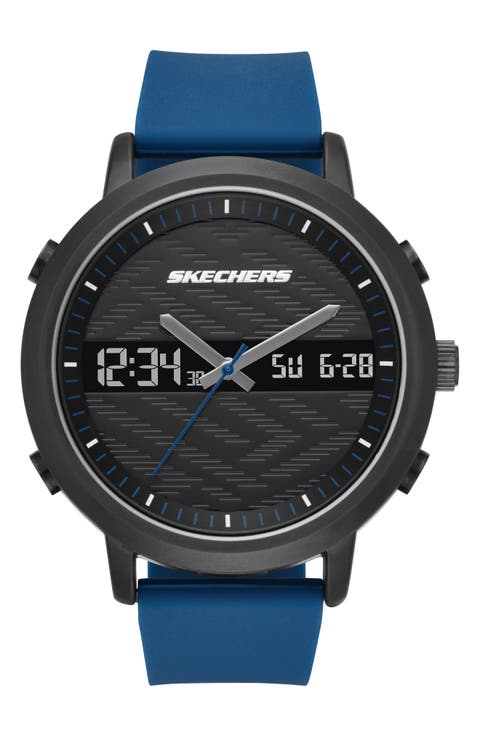 Lawndale Analog & Digital Silicone Strap Watch, 48mm