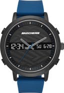 SKECHERS Lawndale Analog & Digital Silicone Strap Watch, 48mm