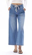 Bayeas Drawstring High Waist Ankle Wide Leg Jeans