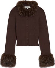 Apparis Rosa Pluche™ Faux Fur Trim Cardigan