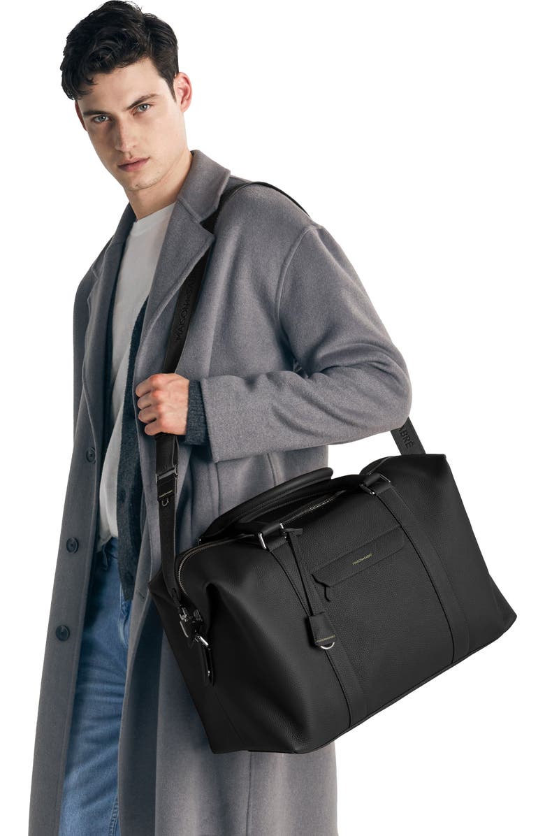 MAISON de SABRÉ Leather Duffle Bag, Alternate, color, Black Caviar