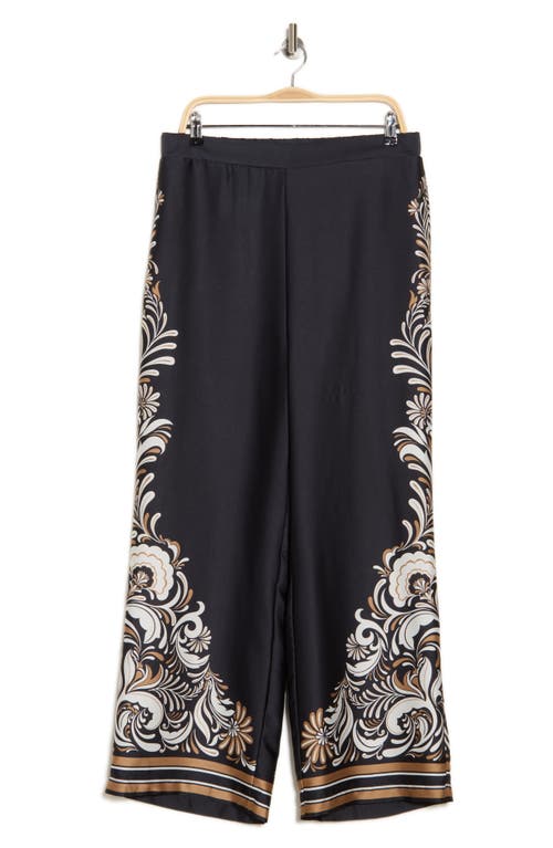 Ellen Tracy Placed Print Wide Leg Pull-on Pants In Blue