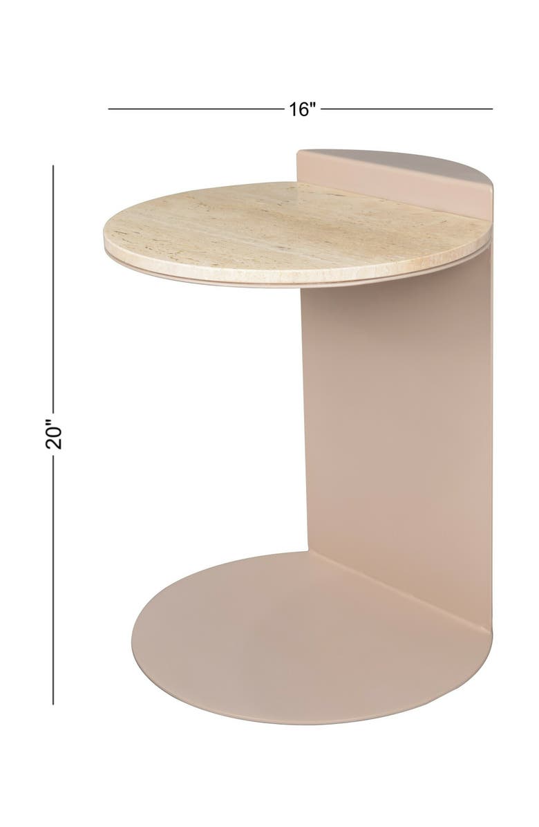 JONATHAN Y Evelyn 20" Contemporary Natural Marble/Metal Handmade C-Shaped End Table, Alternate, color, Beige/Pink Beige