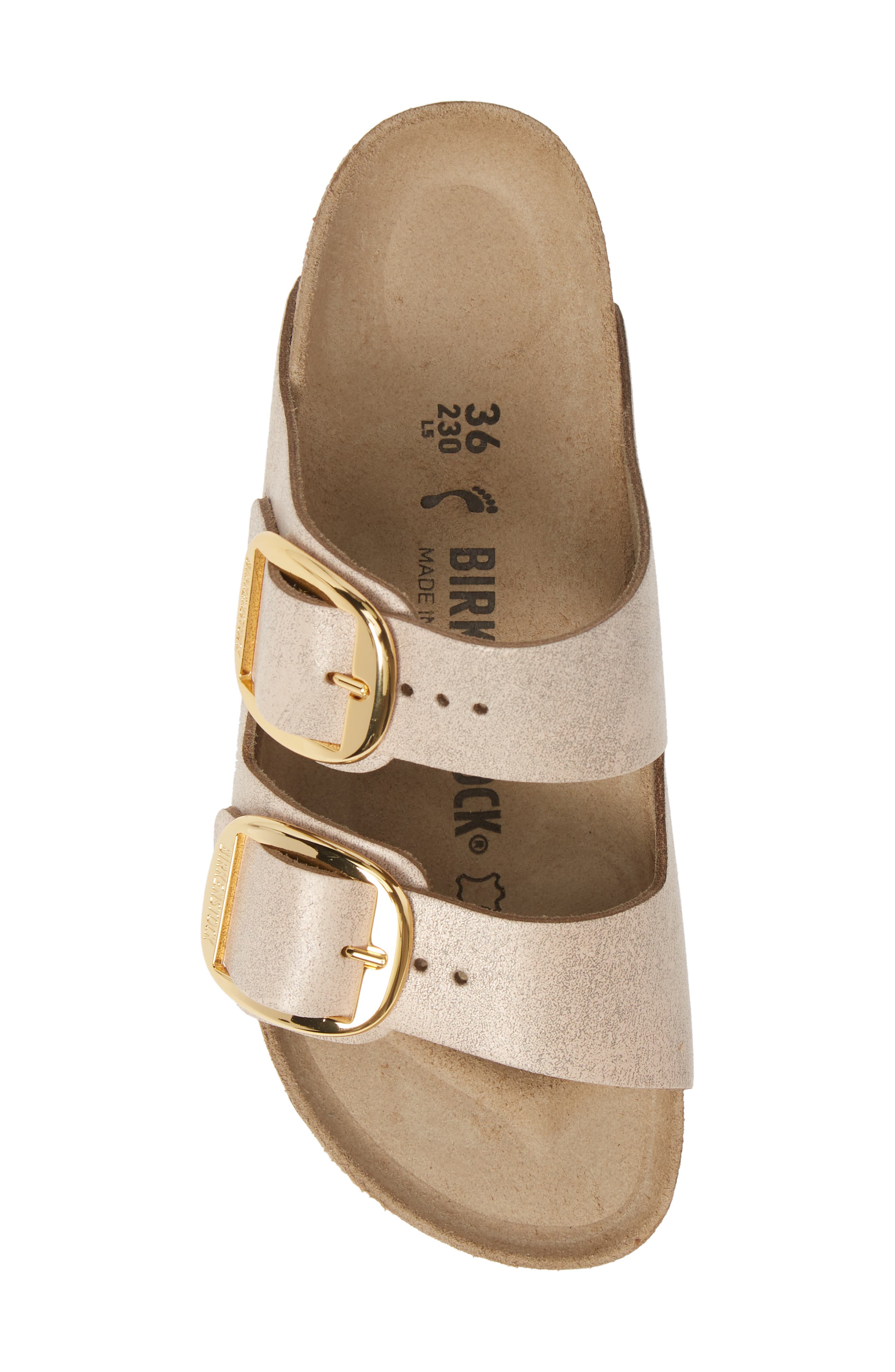 Arizona Big Buckle Slide Sandal, Alternate, color, WASHED METALLIC ROSE LEATHER
