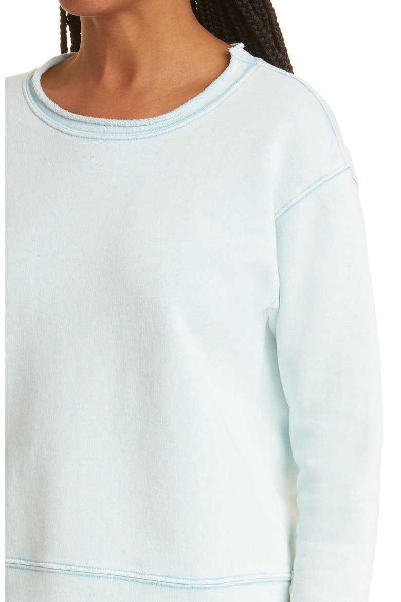 Boyfriend Cotton Sweatshirt, Alternate, color, SEA FOAM STAIN