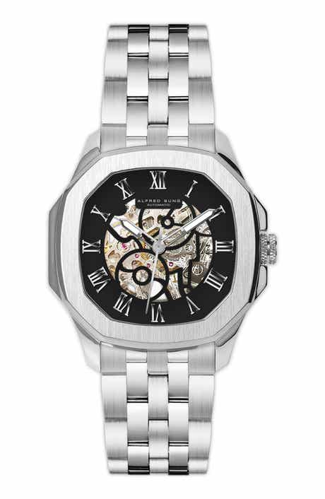 Skeleton Dial Automatic Bracelet Watch, 42mm
