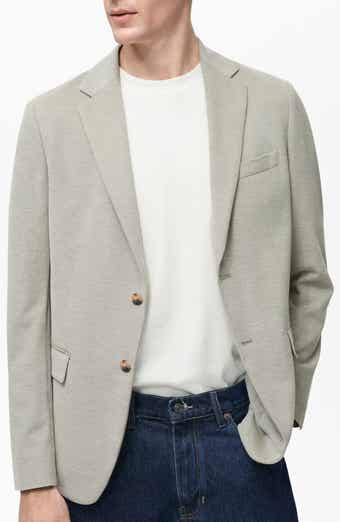 MANGO Slim Fit Textured Cotton Blend Sport Coat