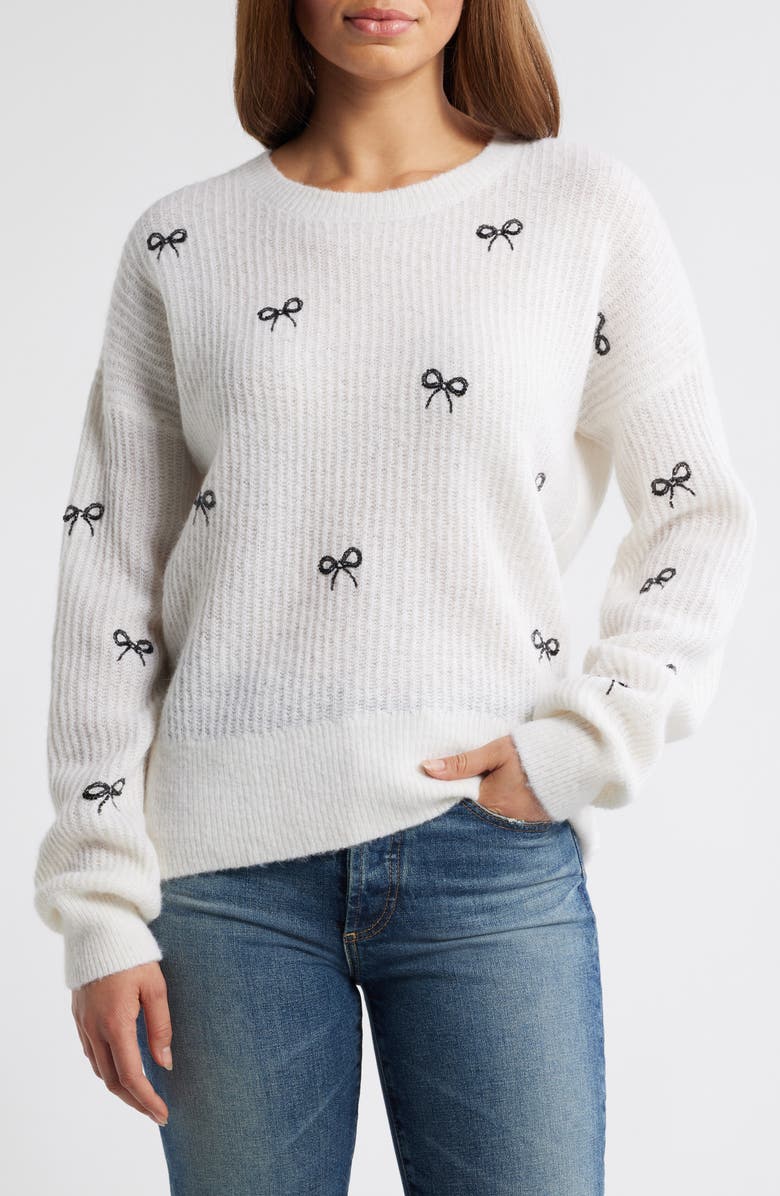 vineyard vines Bow Embellished Alpaca Blend Crewneck Sweater, Main, color,