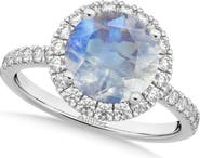 ALLUREZ Halo Moonstone & Diamond Engagement Ring 14K
