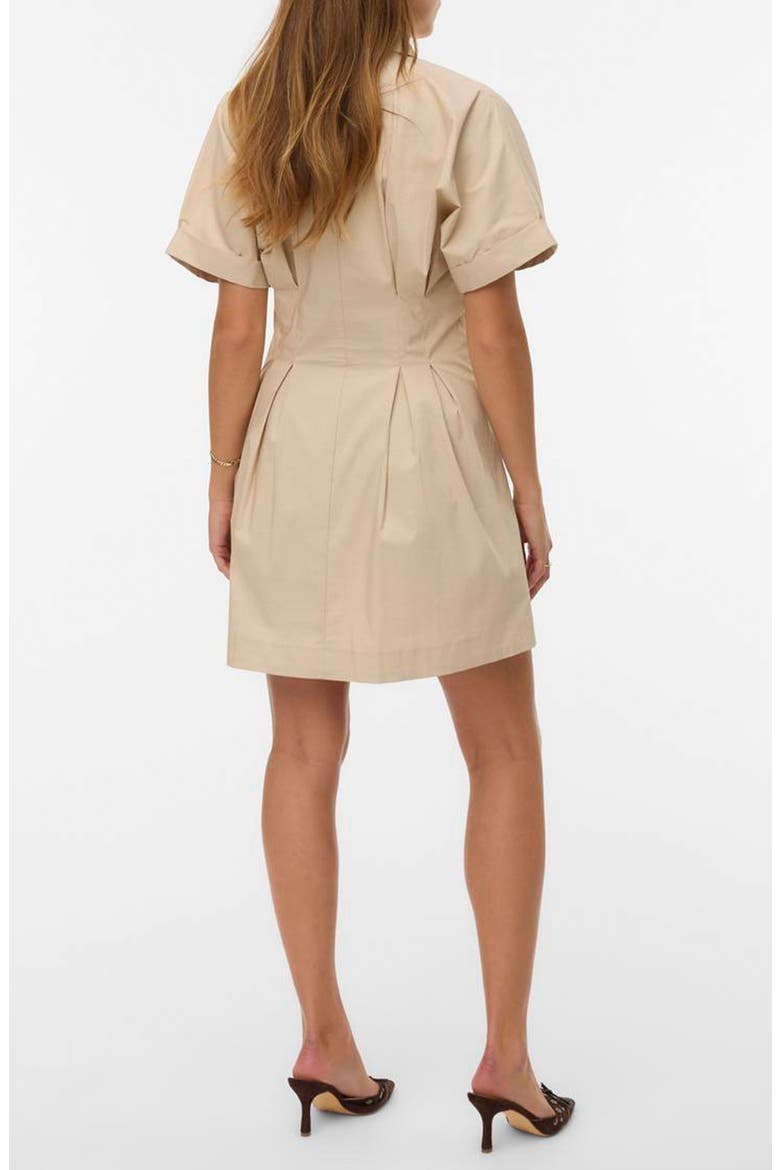 Friba Pleated Mini Shirtdress, Alternate, color, CEMENT