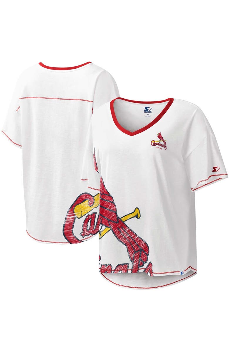 STARTER Women's Starter White St. Louis Cardinals Perfect Game V-Neck T-Shirt, Main, color, White