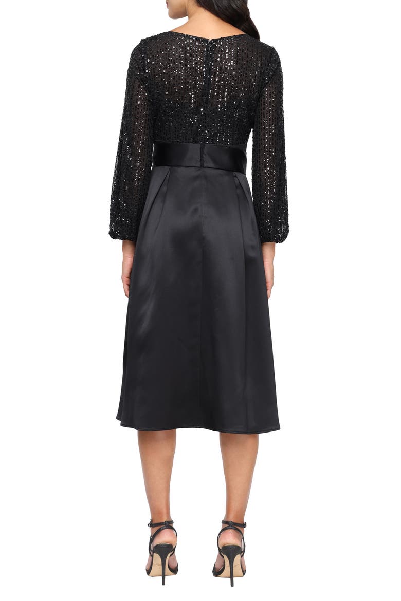 Sequin Cocktail Midi Dress, Alternate, color, BLACK