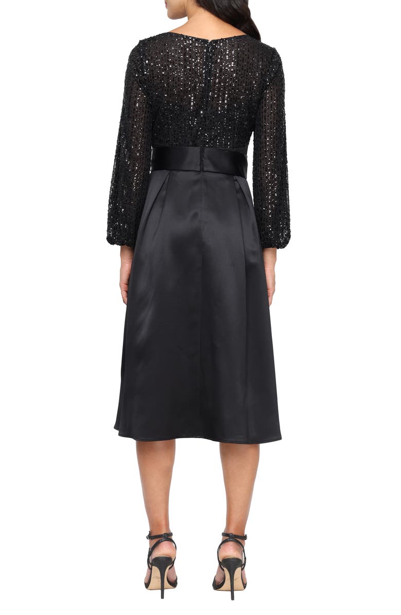 Alex Evenings Sequin Cocktail Midi Dress, Alternate, color, Black