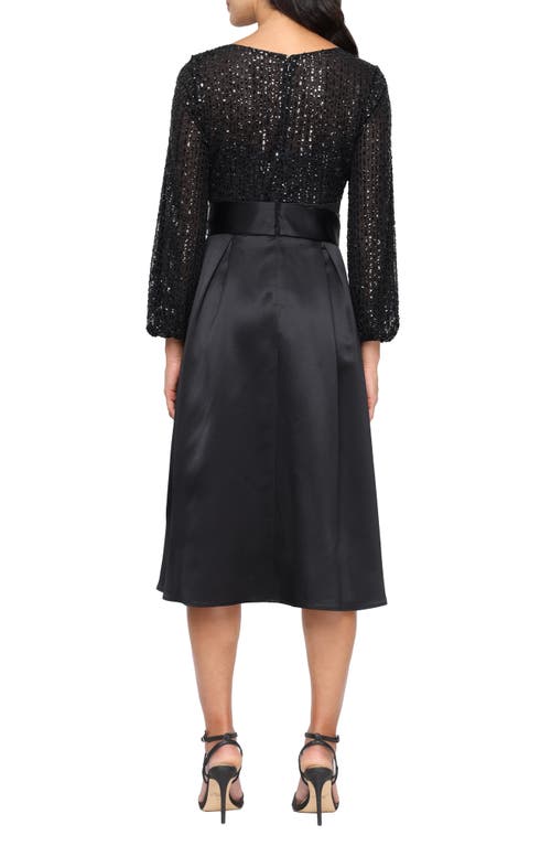 Alex Evenings Sequin Cocktail Midi Dress In Black