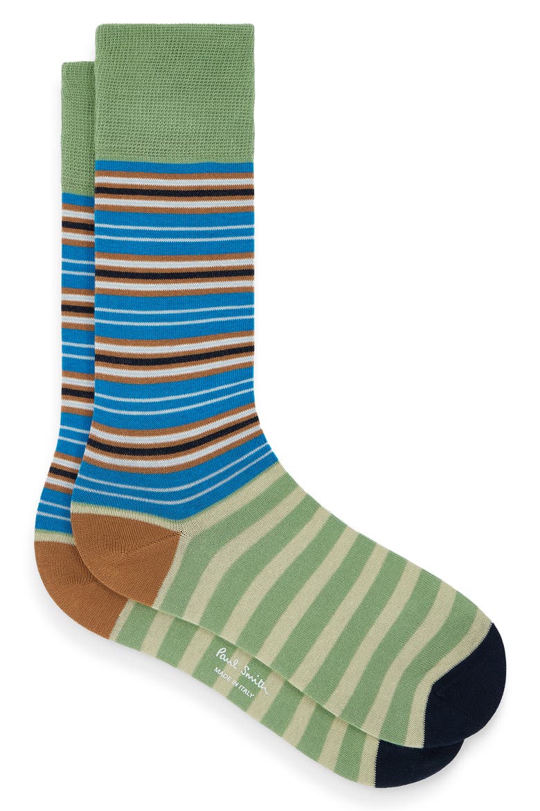 Stripe Cotton Blend Dress Socks, Main, color, COBALT BLUE