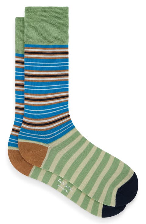 Stripe Cotton Blend Dress Socks