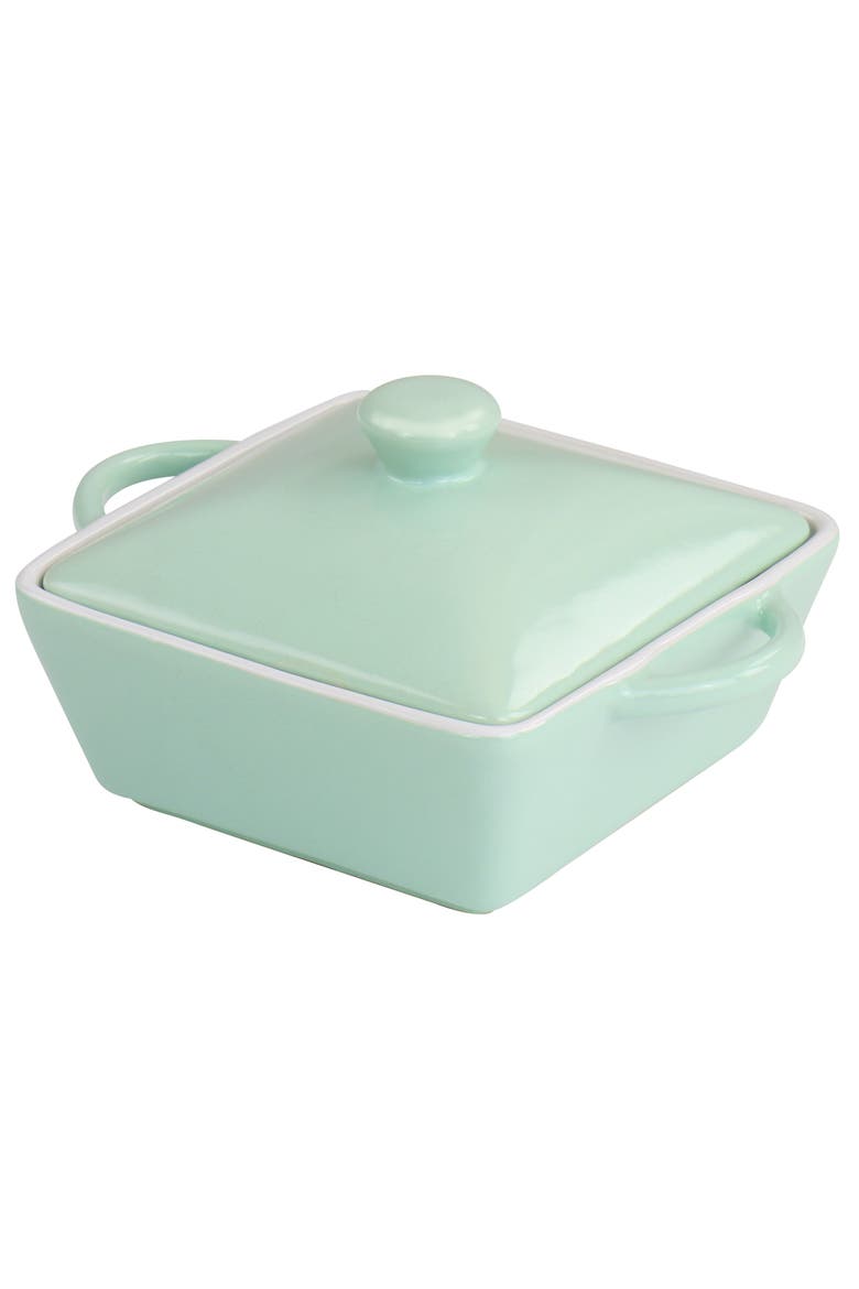 Mini Stoneware Casserole with Lid, Alternate, color, Mint