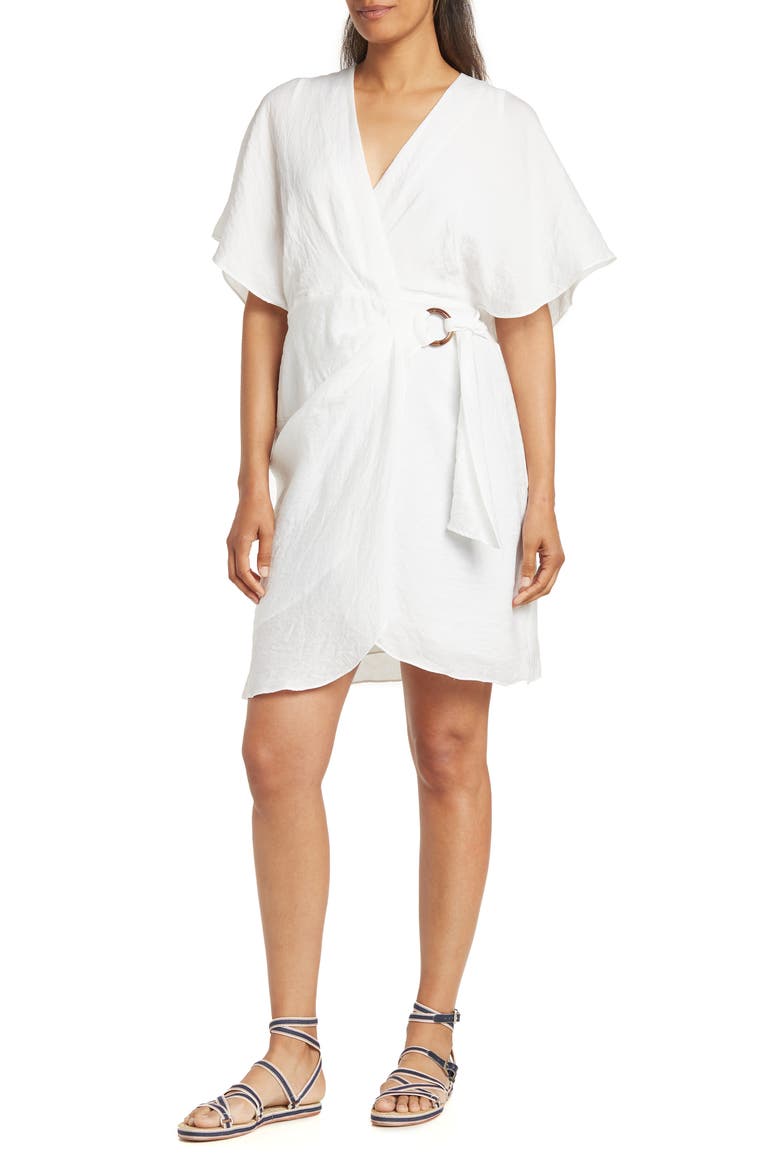Louis Wrap Dress, Main, color, WHITE