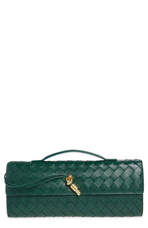Bottega Veneta Womens Andiamo Leather Clutch Bag Emerald Green-m Bras In Green