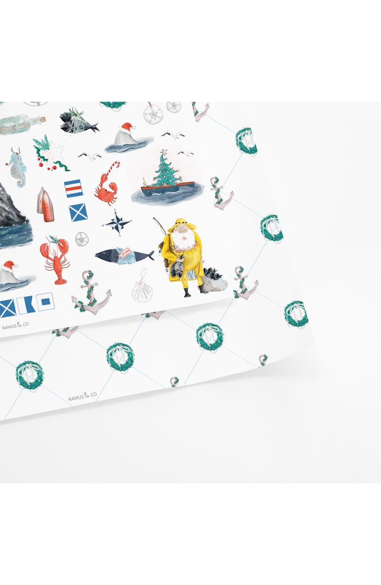 Ramus & Co Two-Sided "Seas N' Wishes" Heavyweight Christmas/Holiday Gift Wrap, Main, color, Multicolored