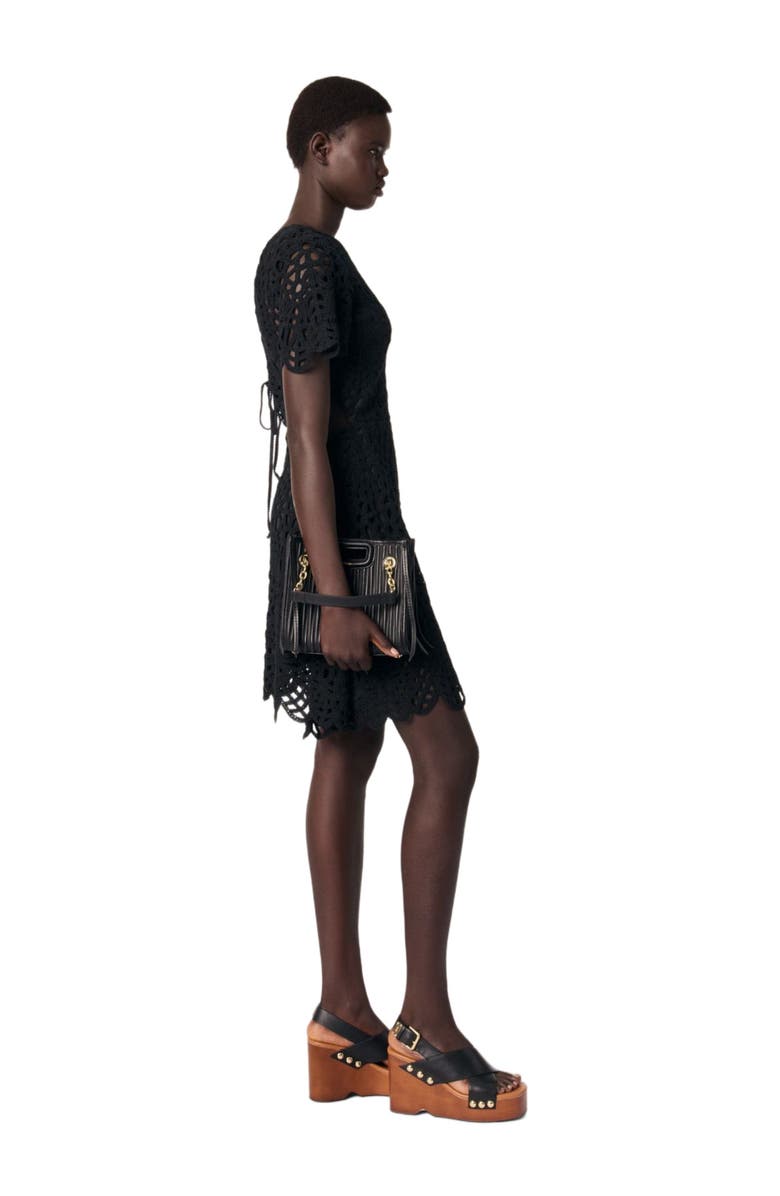 maje Mini crochet dress, Alternate, color, 