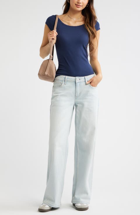 Lace Trim Cotton Blend T-Shirt