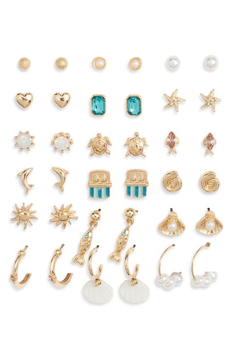 Coastal Set of 18 Assorted Earrings
