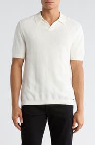 DENIM AND FLOWER Textured Diamond Cotton Polo