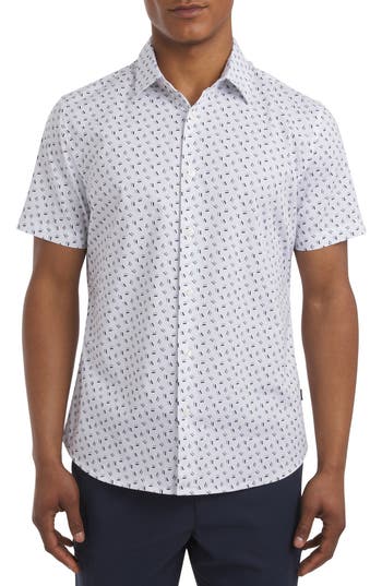 Dkny Sportswear Drew Short Sleeve Stretch Cotton Button-up Shirt