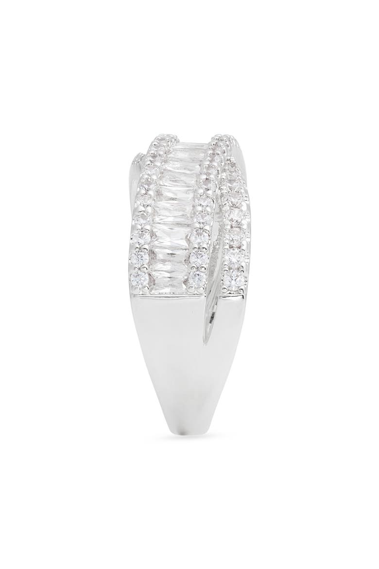 Cubic Zirconia Baguette Overlap Ring, Alternate, color, CLEAR- SILVER