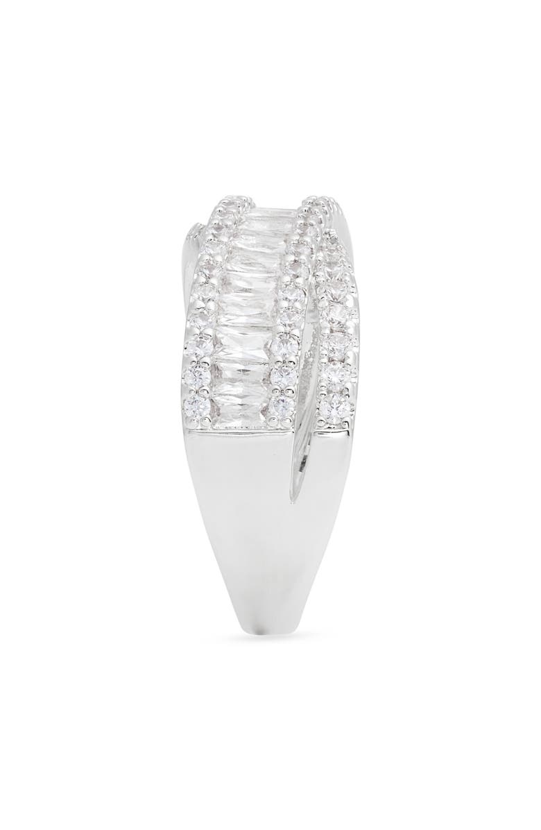 Nordstrom Cubic Zirconia Baguette Overlap Ring, Alternate, color, Clear- Silver