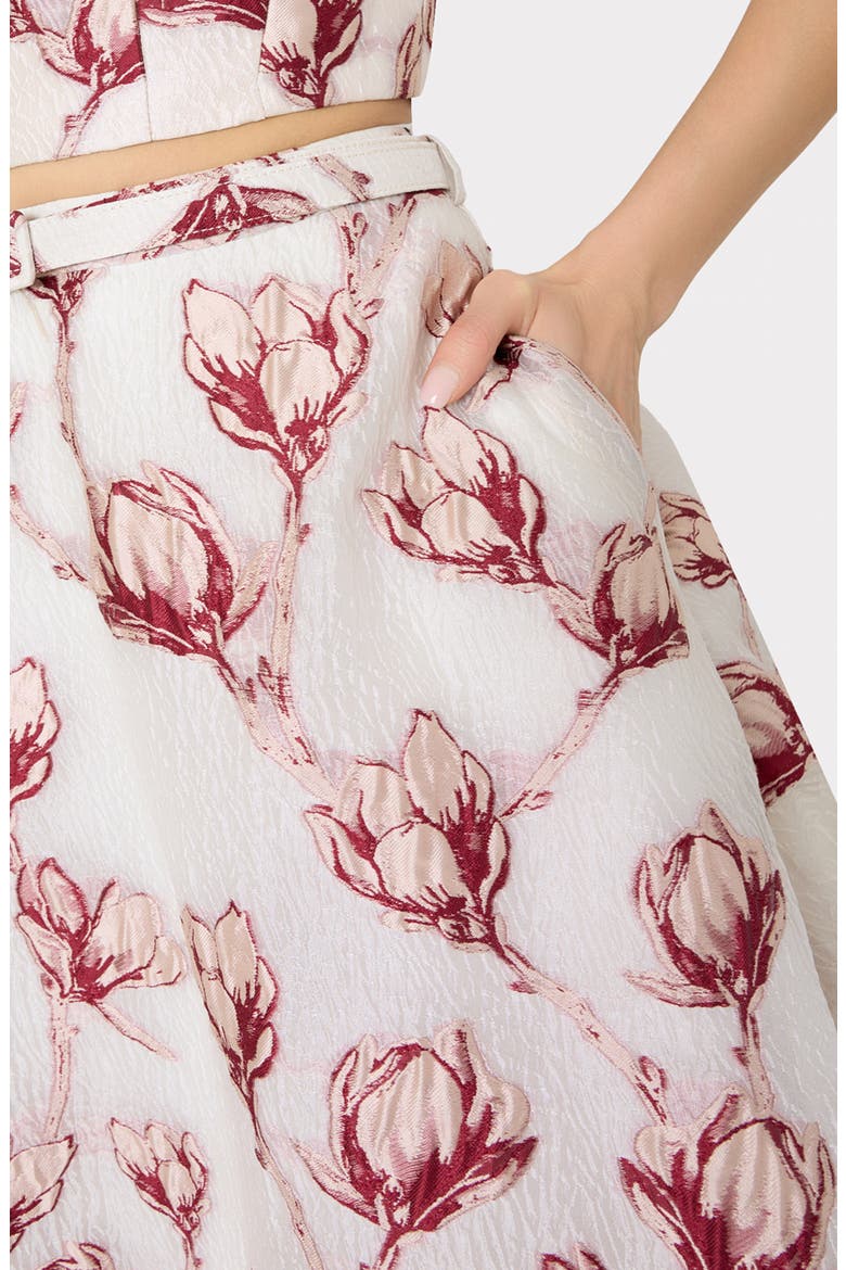 Noella Belted Textured Floral Maxi Skirt, Alternate, color, PINK/ WHITE
