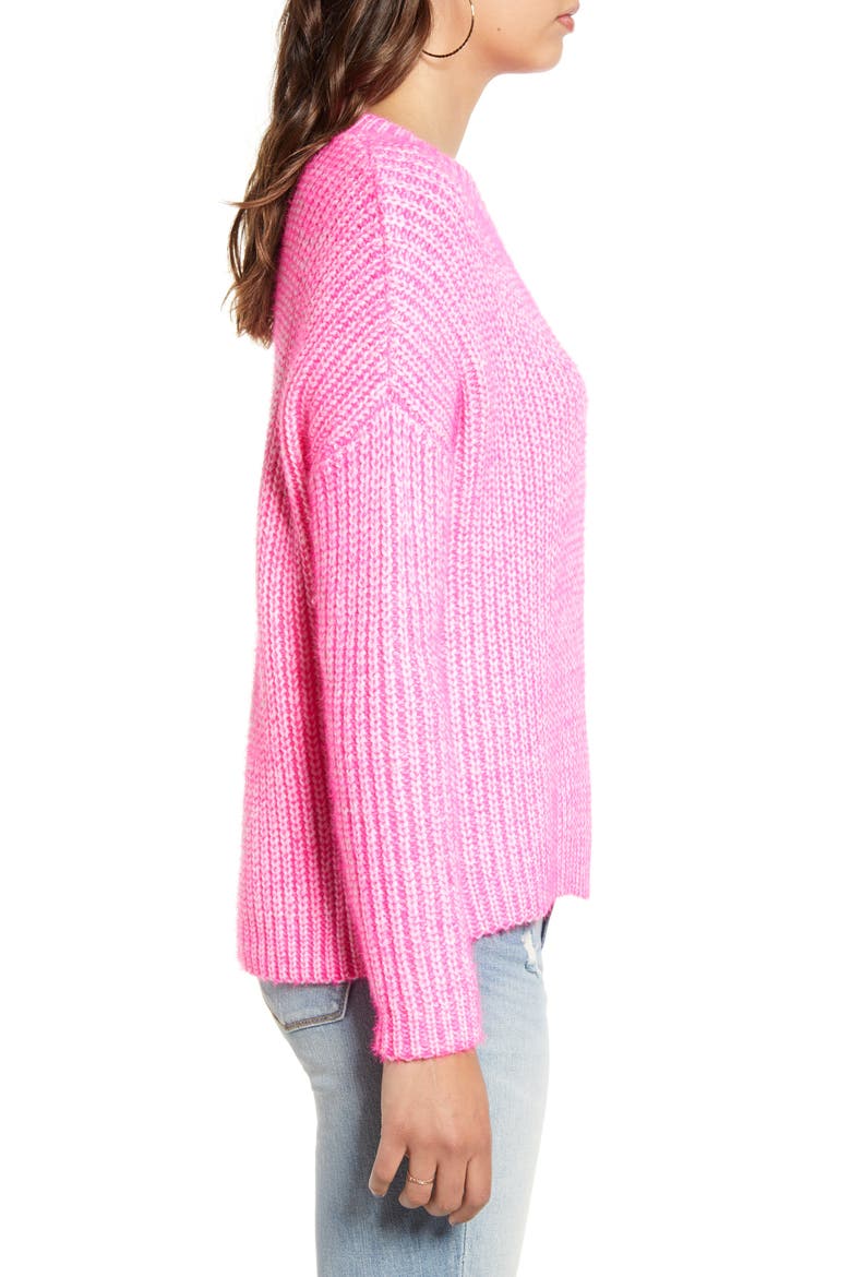 Two Tone Sweater, Alternate, color, NEON PINK