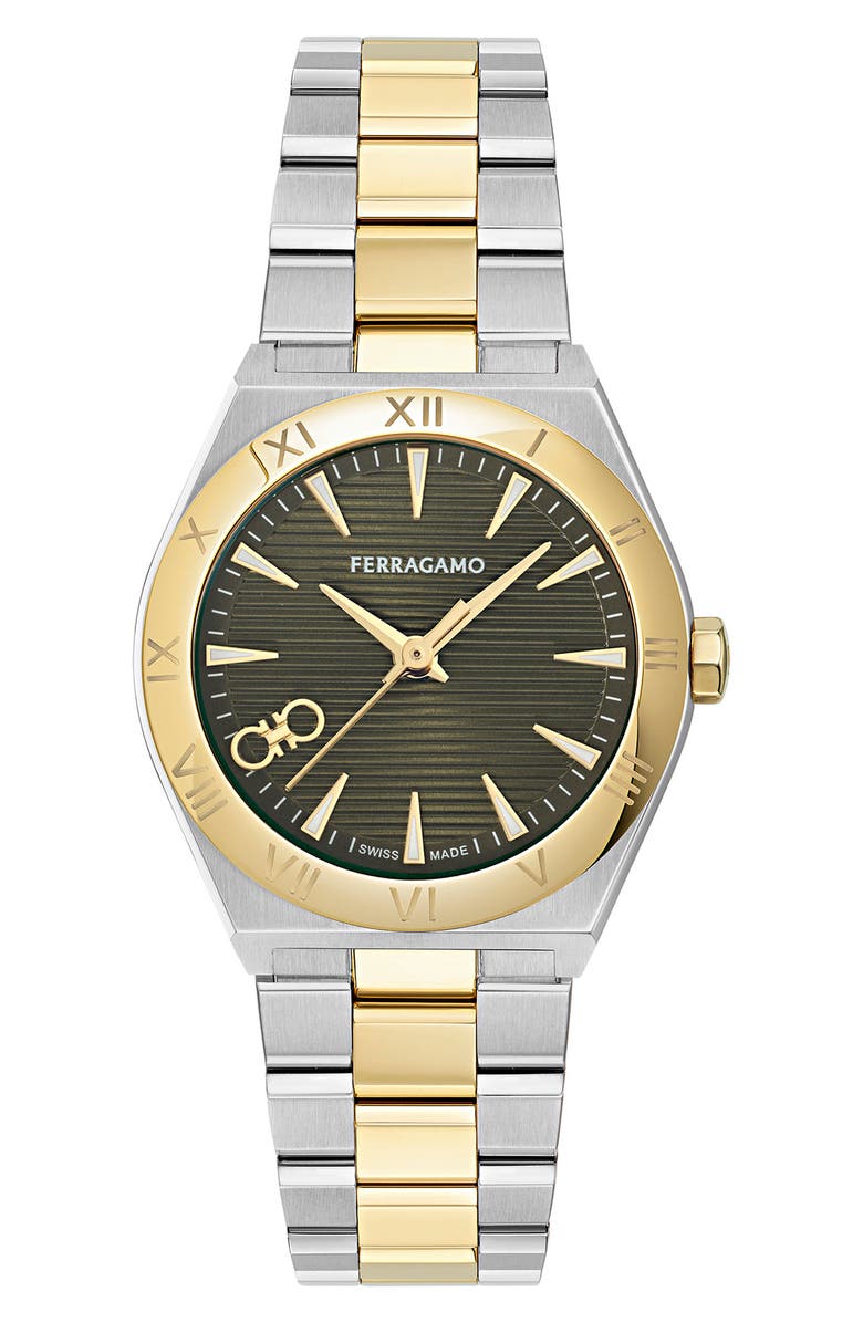 FERRAGAMO Vega Upper East 2 Two-Tone Bracelet Watch, 28mm, Main, color, Two Tone