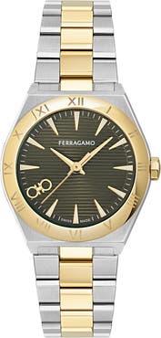 FERRAGAMO Vega Upper East 2 Two-Tone Bracelet Watch, 28mm