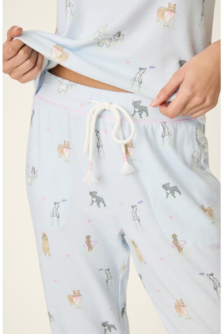 Bark Park Peached Jersey Pajamas, Alternate, color, BLUE ICE