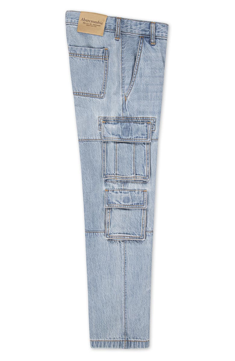 abercrombie kids Kids' Baggy Denim Cargo Pants, Alternate, color, Lcmgoat